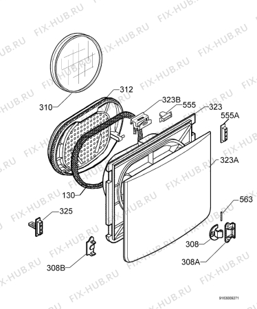 Взрыв-схема сушильной машины Aeg Electrolux T57809 - Схема узла Door 003